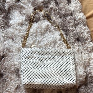 Whiting & Davis White Mesh Bag with Gold Chain